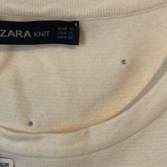 Zara Pearl embellished short sleeve lightweight sweater XL - Picture 5 of 7